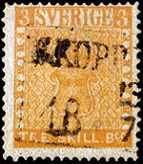 1855 Swedish Three Skilling Banco, Yellow Color Error 