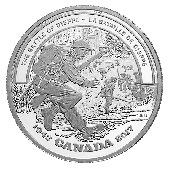 THE BATTLE OF DIEPPE $20 1 oz Fine Silver Coin from The Royal Canadian Mint