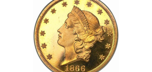 1866 Double Eagle gold $20 proof coin