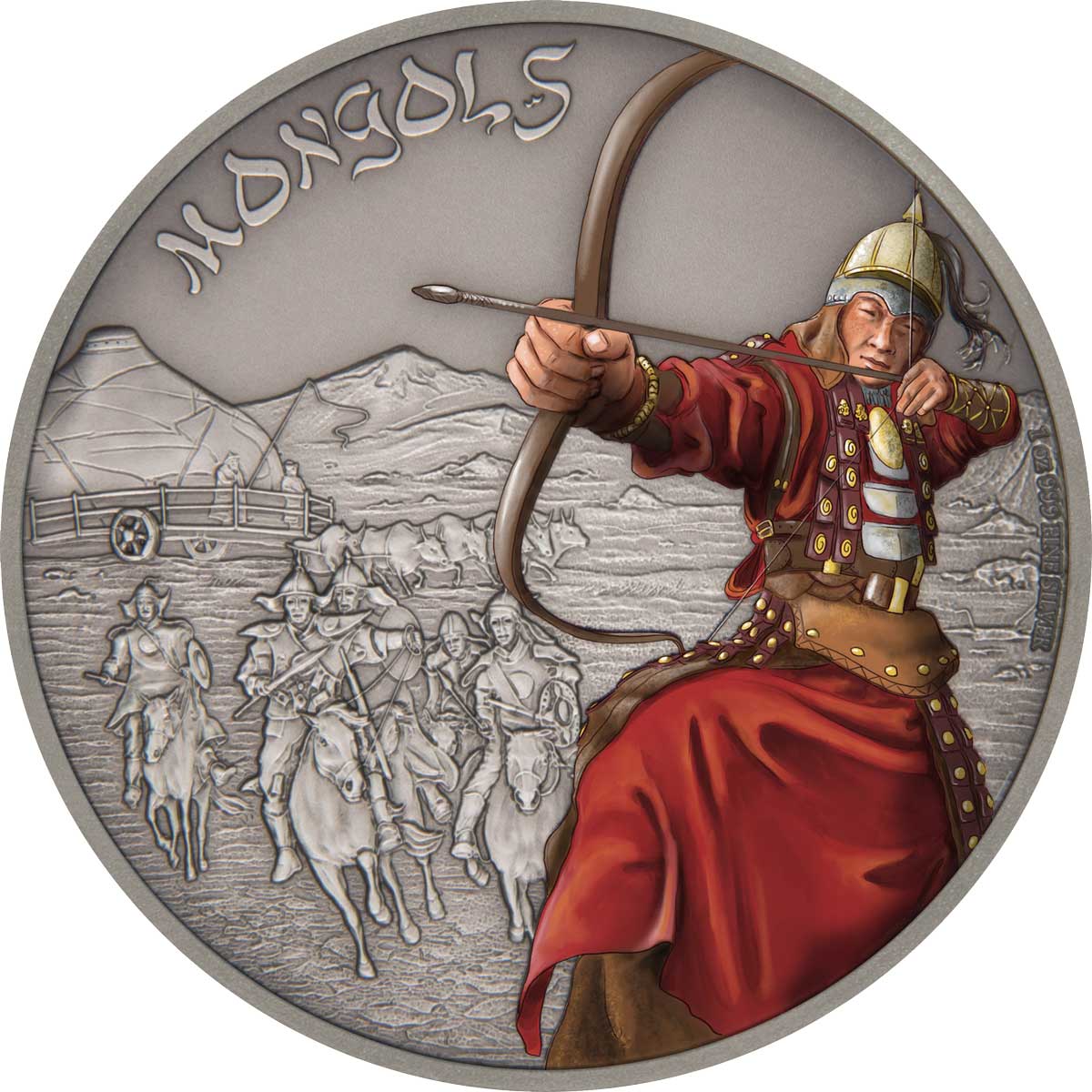 The Warriors of History –2017  Mongols 1 oz Silver Coin from the New Zealand Mint