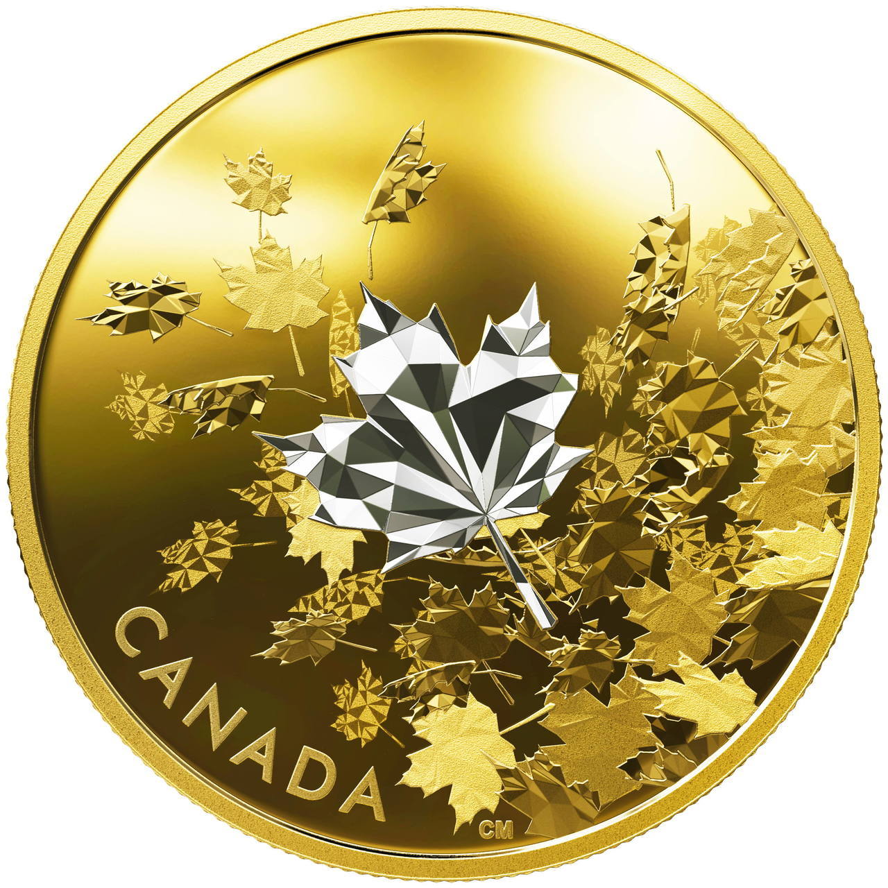 2017 Whispering Maple Leaves 3 oz. Gold Plated Pure Silver Coin