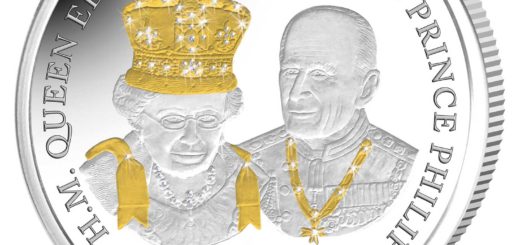 Ascension Island Platinum Wedding Anniversary 70oz Silver Coin with Diamonds