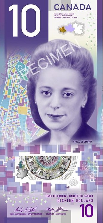 Bank of Canada - First ever vertically oriented $10 bill featuring Viola Desmond