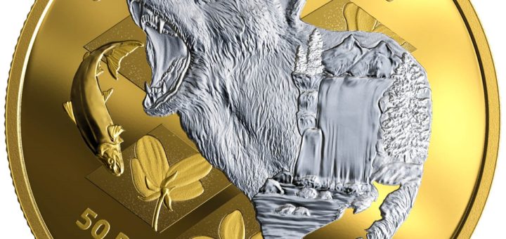 2019 Inner Nature Series $50 Grizzly Bear Reverse gold plated Pure Silver Coin From The RCM
