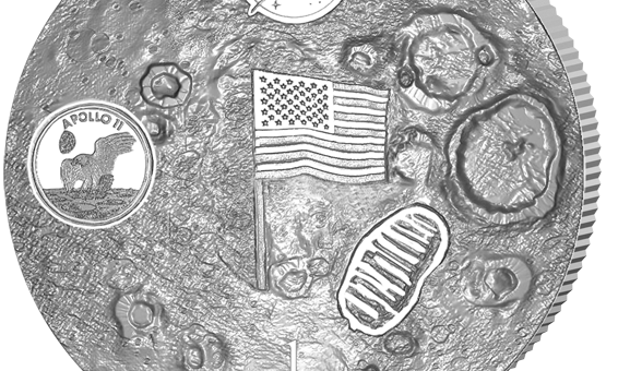 Pobjoy Mint’s 50th Anniversary of Apollo 11 Moon Landing Commemorative Domed Coin