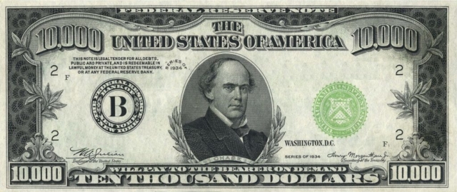 US 10,000 Dollar Federal Reserve Note