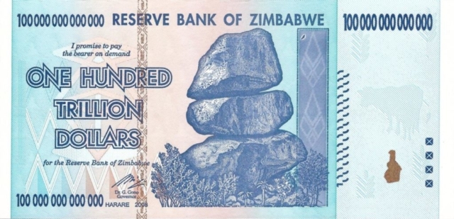 Zimbabwe One Hundred Trillion Dollars