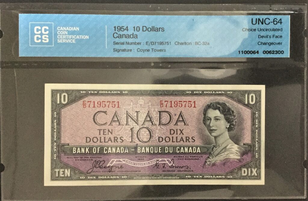 1954 Canada $10, Devil's Face