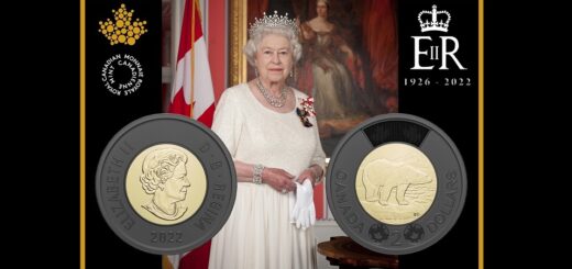 Canadian black ring $2 coin honoring the Late Queen Elizabeth II